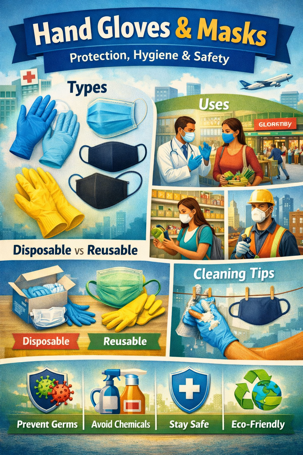 hand gloves and masks